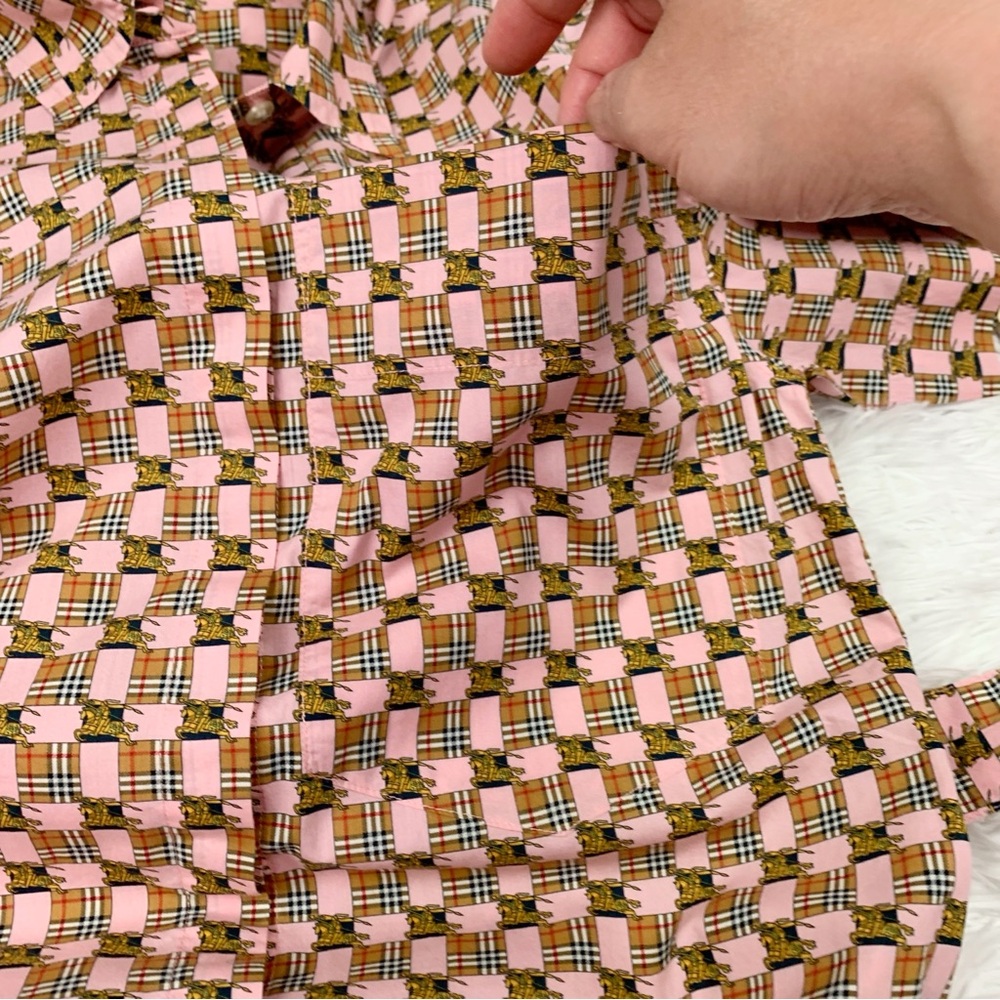 Burberry short sleeve checkered‎ shirt Dress tie waist front pockets - Picture 6 of 9